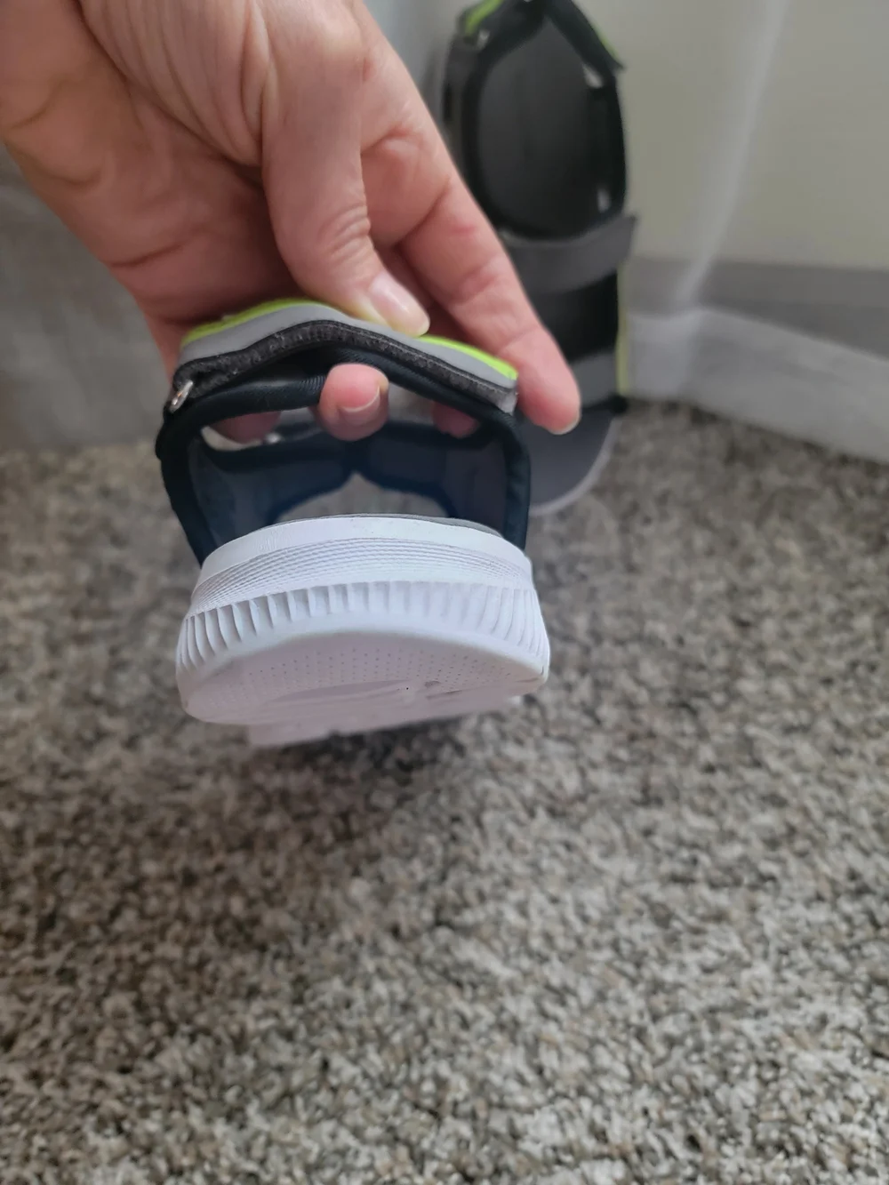 Rockport Kids Gray and Lime Velcro Sport Sandals